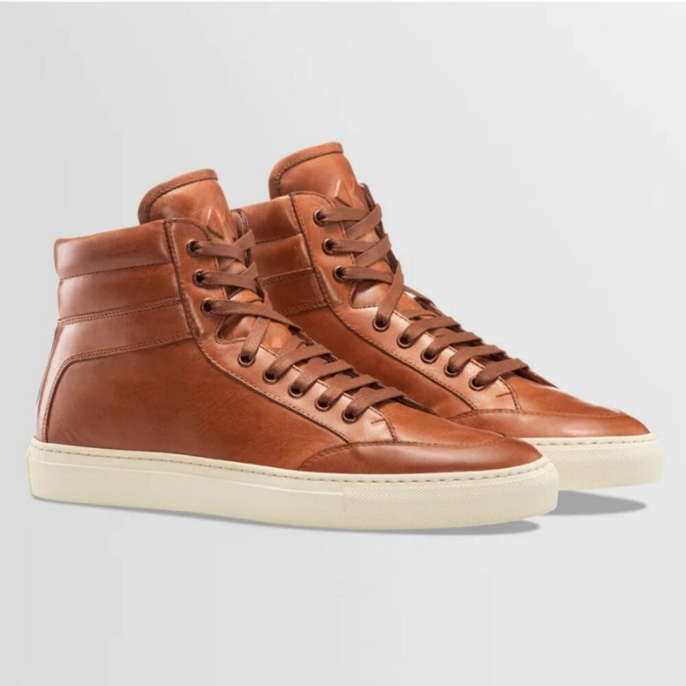 Koio Primo Luna Castagna Hue Brown Men's High-Top Sneakers Shoes Size‎ 38